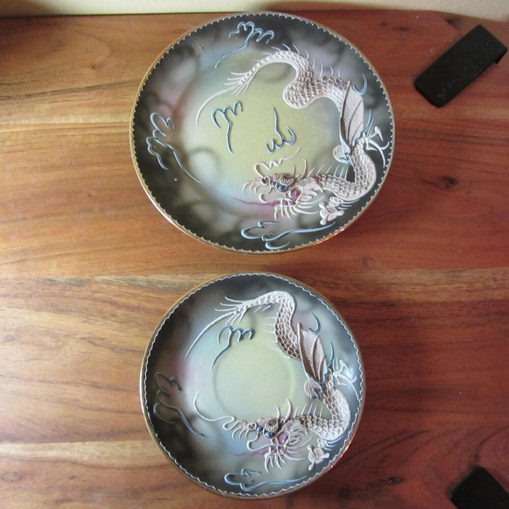 moriage dragonware Japan appetizer plate & saucer vintage (W3363)